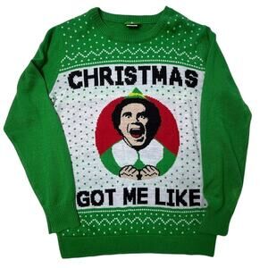 Elf Christmas Sweater Buddy the Elf “Christmas Got Me Like” Green Size M